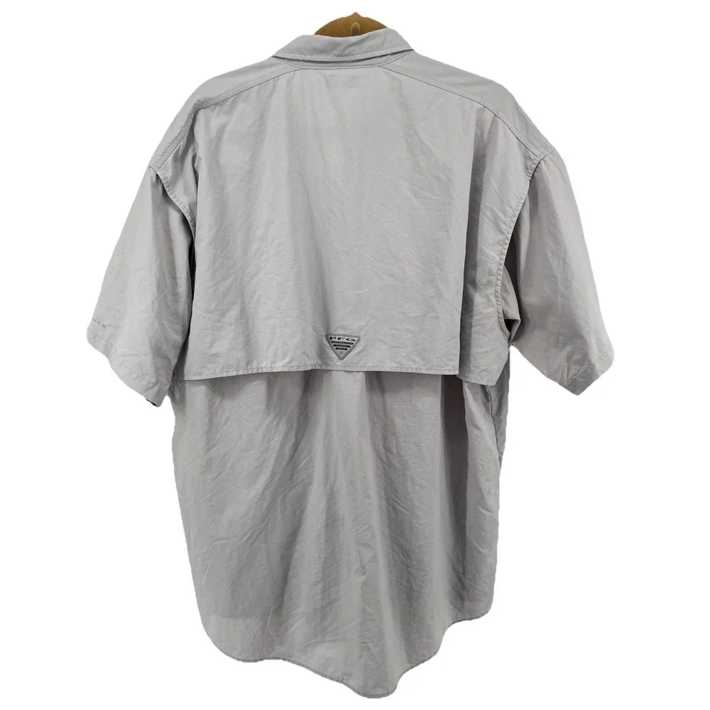 Columbia Bahama PFG Omni-Shade Vented Men's XL Short Sleeve Shirt Fishing Grey